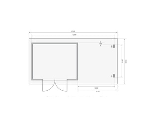 Karibu Bastrup 7, anthrazit, Fichtenholz 28mm, 674 x 297 x 222 cm, Pultdach, Anbau 3m mit Rückwand -