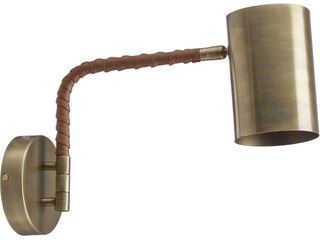 PR Home Wandlampe im Antik Messing Look aus Metall mit Kunstleder PR Home Nora E27 12,5x25x38cm -