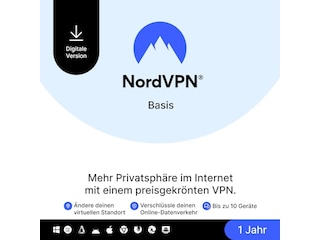 NordVPN Basis - 1 Jahr - Premium-VPN-Dienst fur bis zu 10 Geräte -