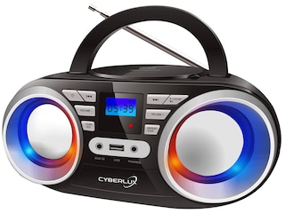 Cyberlux CL-800 CD-Player m. LED-Beleuchtung USB Kinder Radio, schwarz/silber -