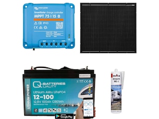 a-TroniX Solaranlage Wohnmobil 100W mit 100Ah Lithium Batterie und Victron MPPT Laderegler -