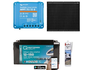 a-TroniX Solaranlage Wohnmobil 100W mit 150Ah Lithium Batterie und Victron MPPT Laderegler -