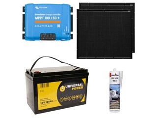 a-TroniX Solaranlage Wohnmobil 300W mit 120Ah Batterie und Victron MPPT Laderegler -