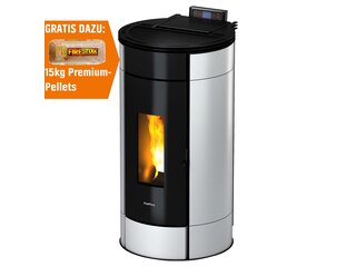 FreePoint Pelletofen GLOBE Stahl, 10,5 kW, Raumheizvermögen: 252 m³, schwarz-weiß -