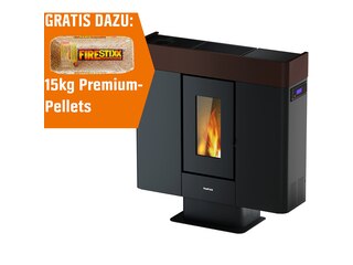 FreePoint Pelletofen MOON Stahl, 10 kW, Raumheizvermögen: 240 m³, schwarz-braun -