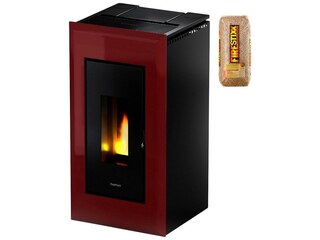 FreePoint Pelletofen VEGA Stahl, 10,5 kW, Raumheizvermögen: 252 m³, schwarz-rot -