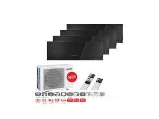 Mitsubishi Electric Premium Wandgerät Klimaanlage Multi Split Set 4 x MSZ-EF25VGK-B / MXZ-4F72VF3 4 x 2,5 kW schwarz -