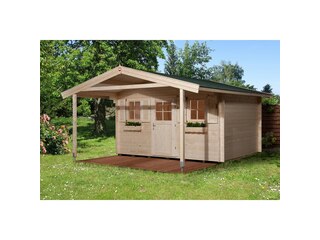 Weka Holz-Gartenhaus/Gerätehaus 135 A Gr.1 Natur BxT: 380 cm x 500 cm davon 200 cm Vordach -