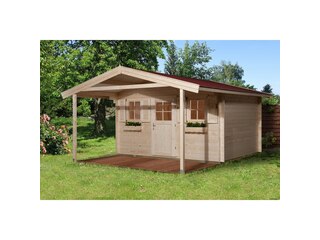 Weka Holz-Gartenhaus/Gerätehaus 135 A Gr.2 Natur BxT: 380 cm x 580 cm davon 200 cm Vordach -