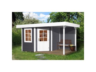 Weka Designhaus 213 A Gr.2 5-Eck Grau BxT: 456 x 298 cm davon 158 cm Anbau -