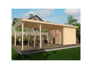 Weka Holz-Gartenhaus/Gerätehaus 225 B Gr. 1 Natur BxT: 647 cm x 299 cm davon 438 cm Anbau -