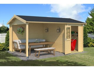 Outdoor Life Products Gartenhaus Wibo, BxT: 465x338 cm, (Set), mit Anbau natur -